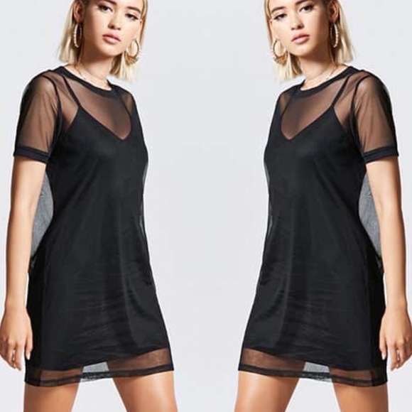 black sheer t shirt dress
